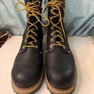 Carolina Logger Boots with Yellow Laces